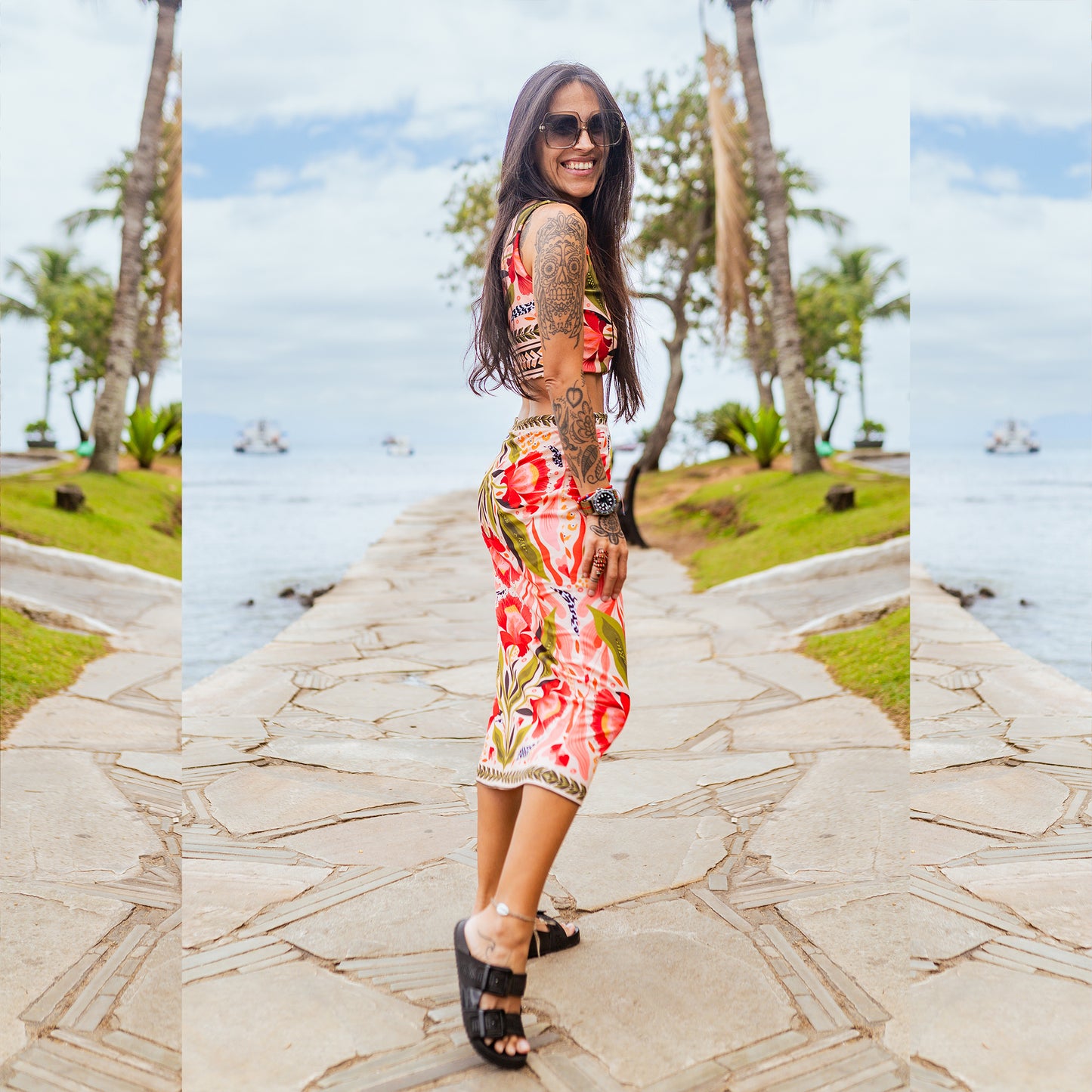 Falda Tubo Flor Blanca