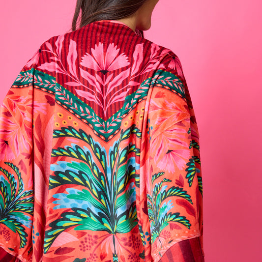 Kimono Terciopelo Primavera Palmera