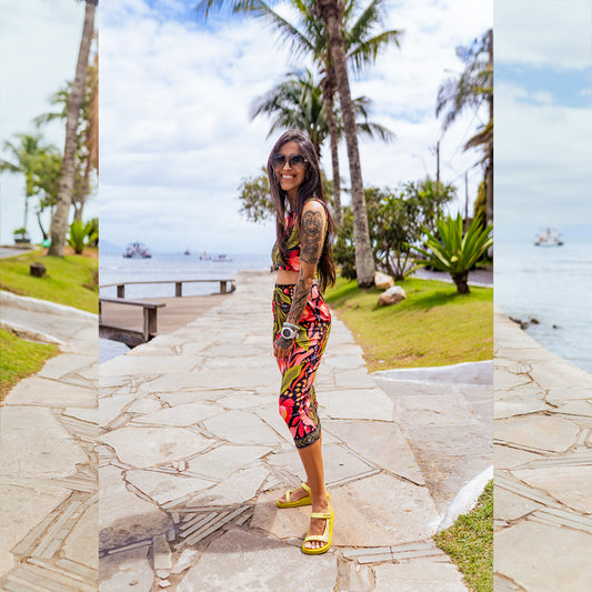 Falda Tubo Flor Rosa