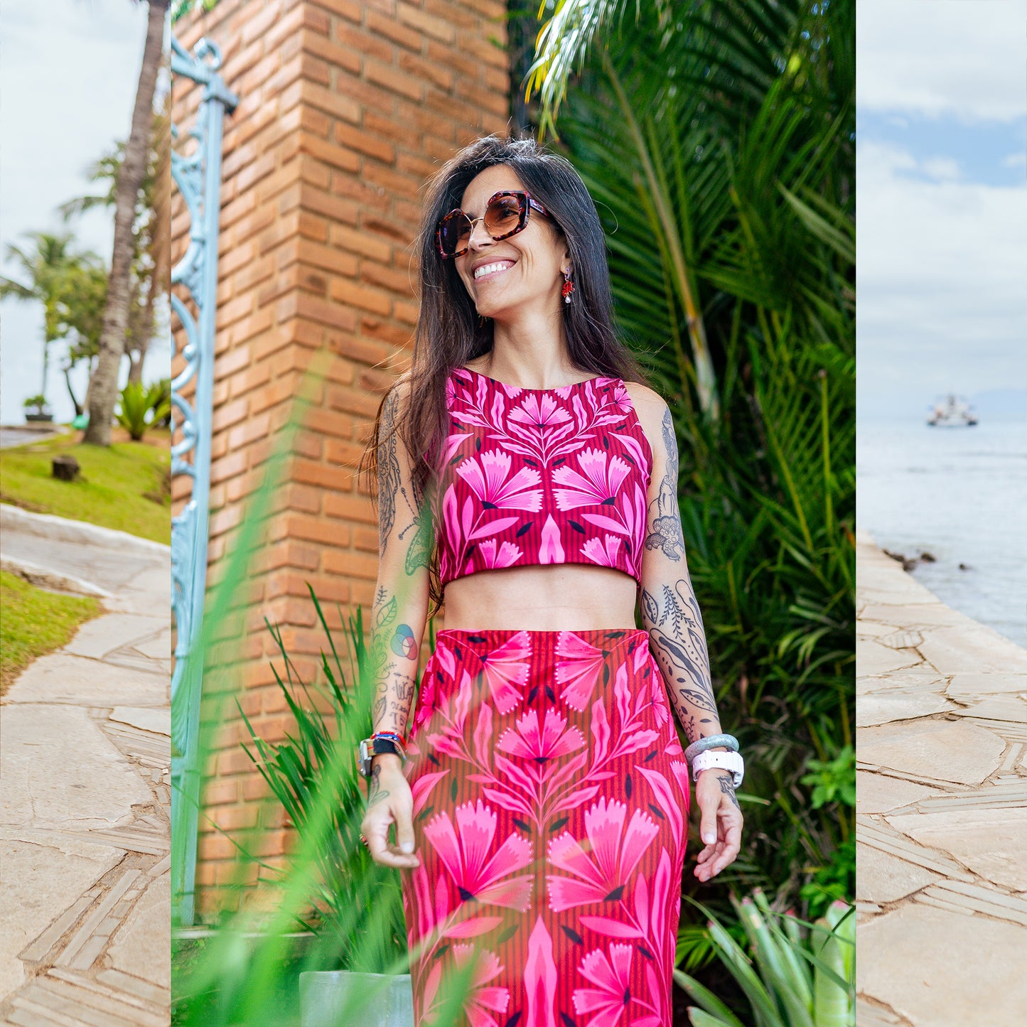 Falda Tubo Flor Rosa