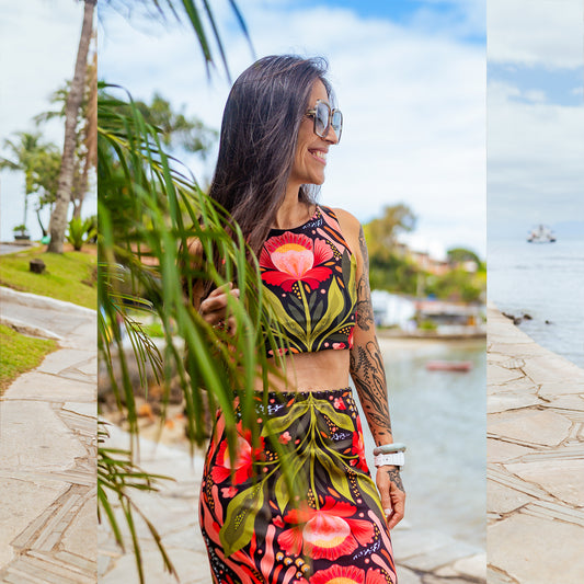 Falda Tubo Flor Negra