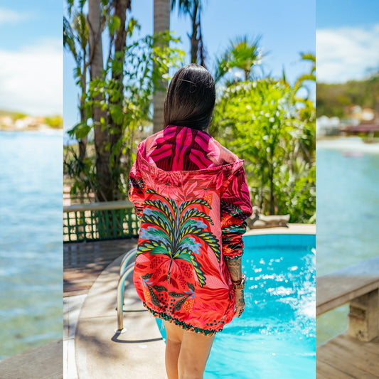 Cortavientos Reversible Flor Rosa