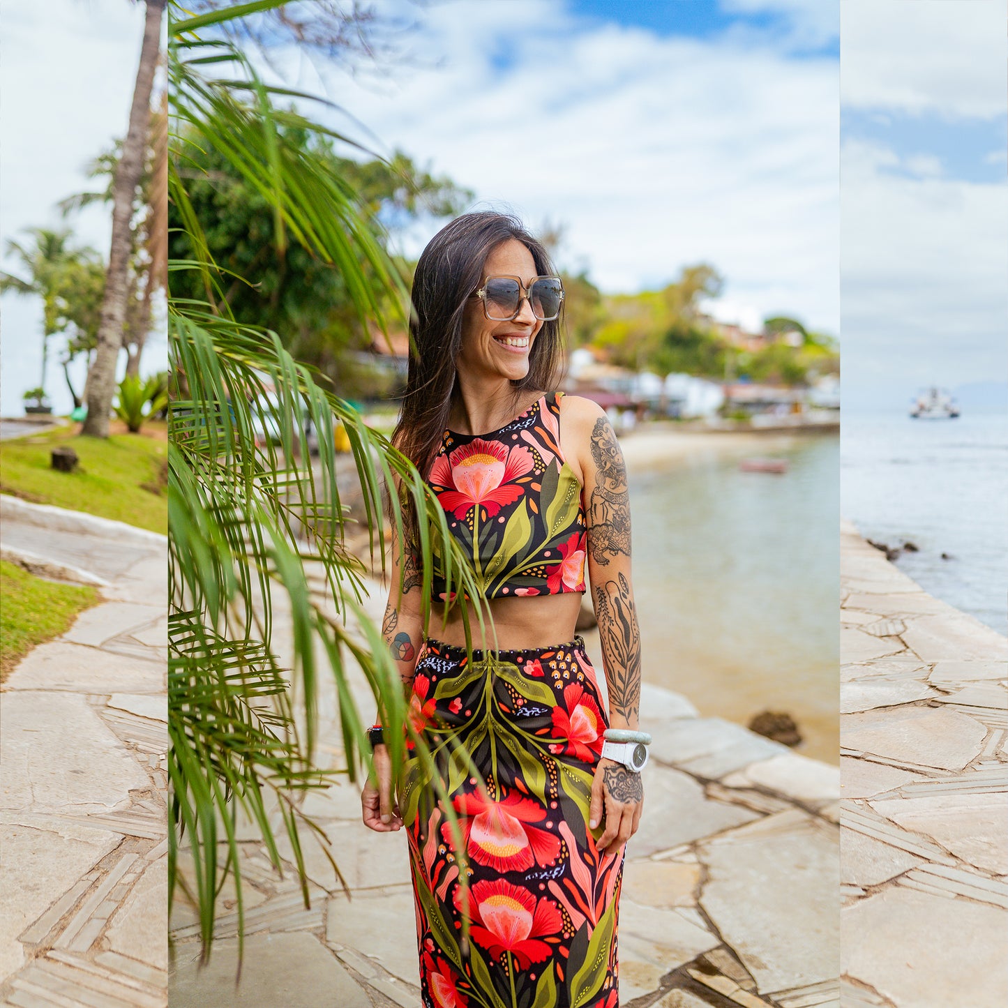 Falda Tubo Flor Negra