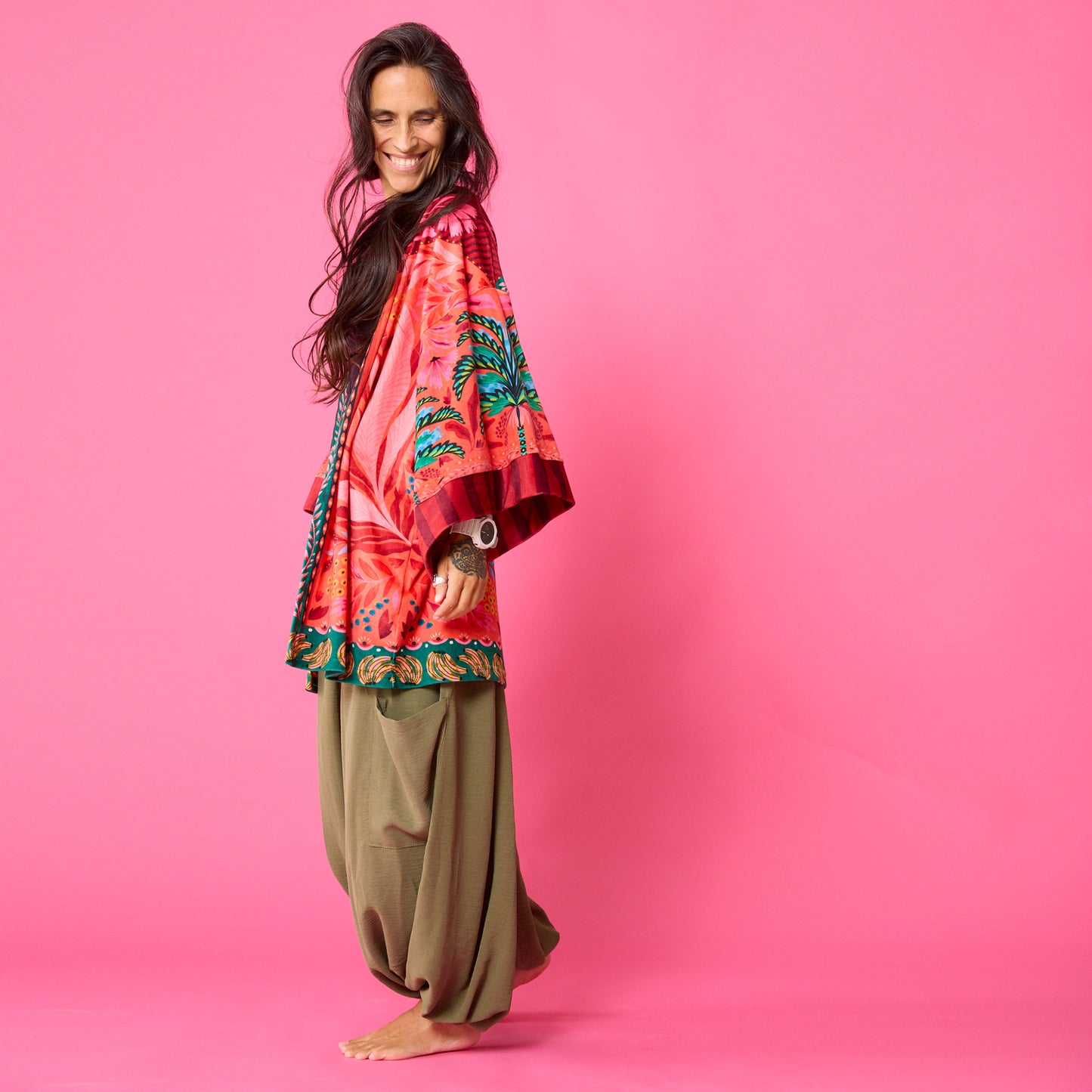 Kimono Terciopelo Primavera Palmera