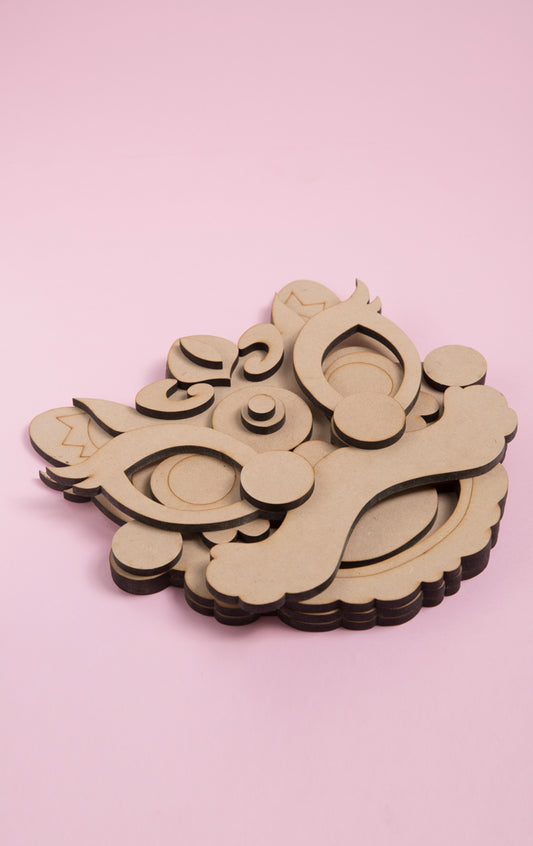 León Figura Madera 3D