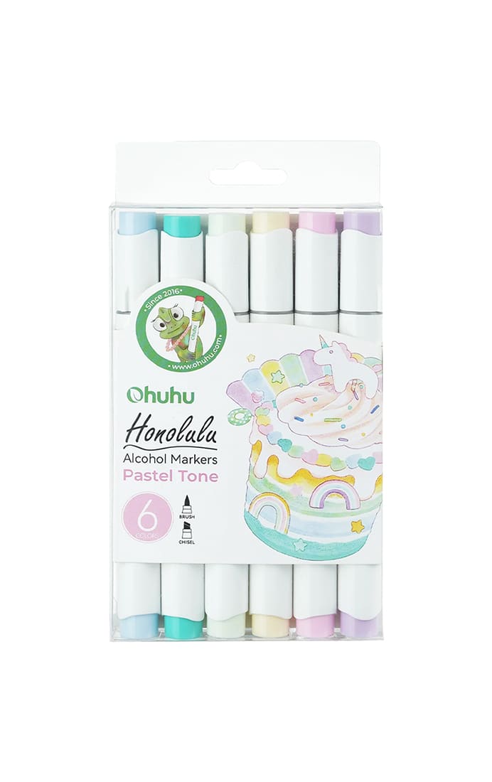 Set 6 Marcadores al Alcohol Doble Punta Tonos Pasteles
