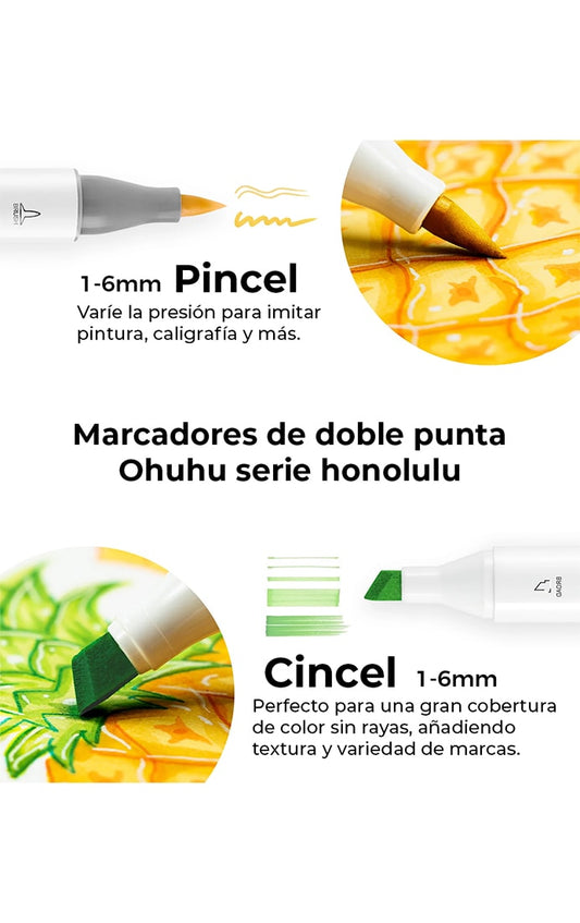 Set 6 Marcadores al Alcohol Doble Punta Tonos Pasteles