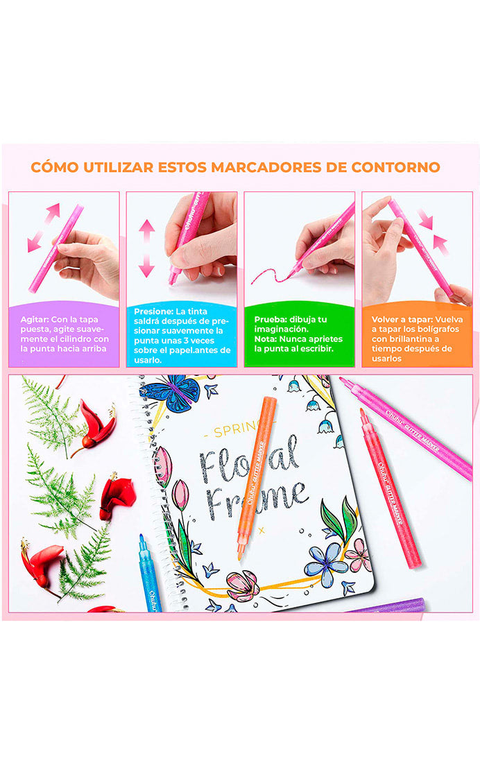 Set 12 Marcadores Glitter Marker