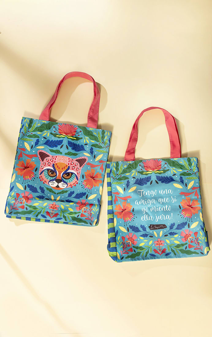 Tote Gato Rosa + lettering