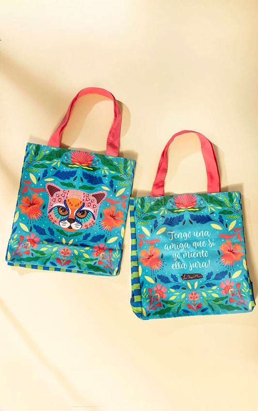 Tote Gato Rosa + lettering
