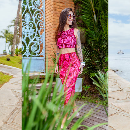 Falda Tubo Flor Rosa