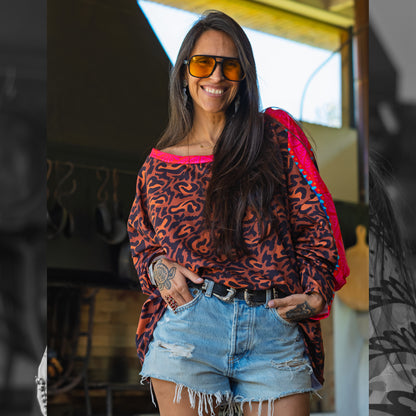 Poleron Cuello Ancho Animal Print