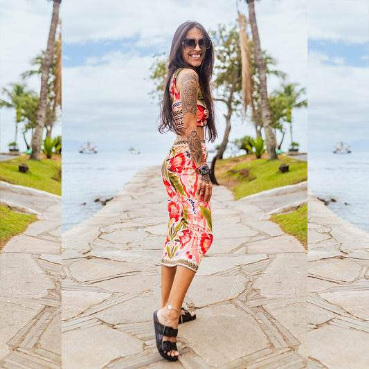 Falda Tubo Flor Blanca