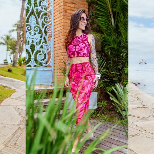 Falda Tubo Flor Rosa