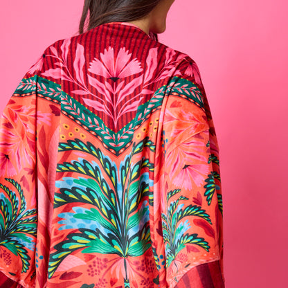 Kimono Terciopelo Primavera Palmera
