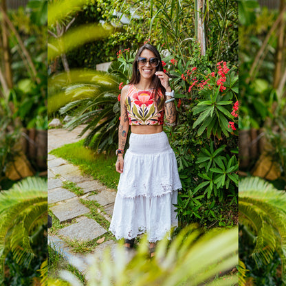 Top Halter Flor Blanca