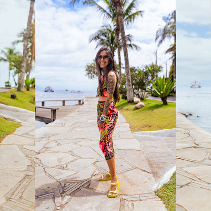 Falda Tubo Flor Negra