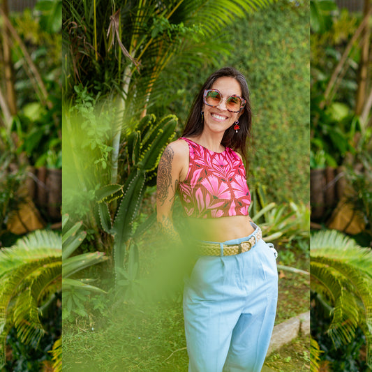 Top Halter Flor Rosa