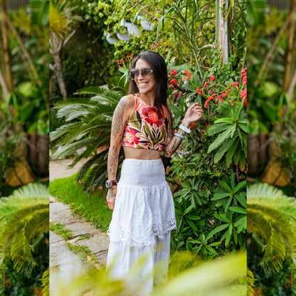 Top Halter Flor Blanca