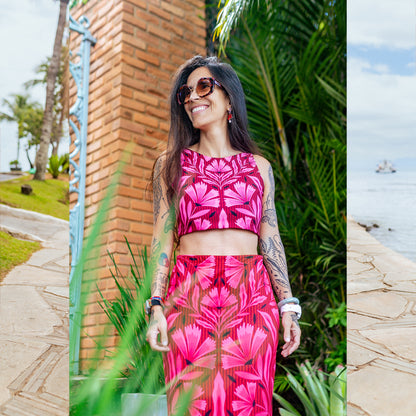 Falda Tubo Flor Rosa