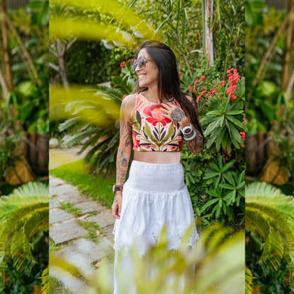 Top Halter Flor Blanca