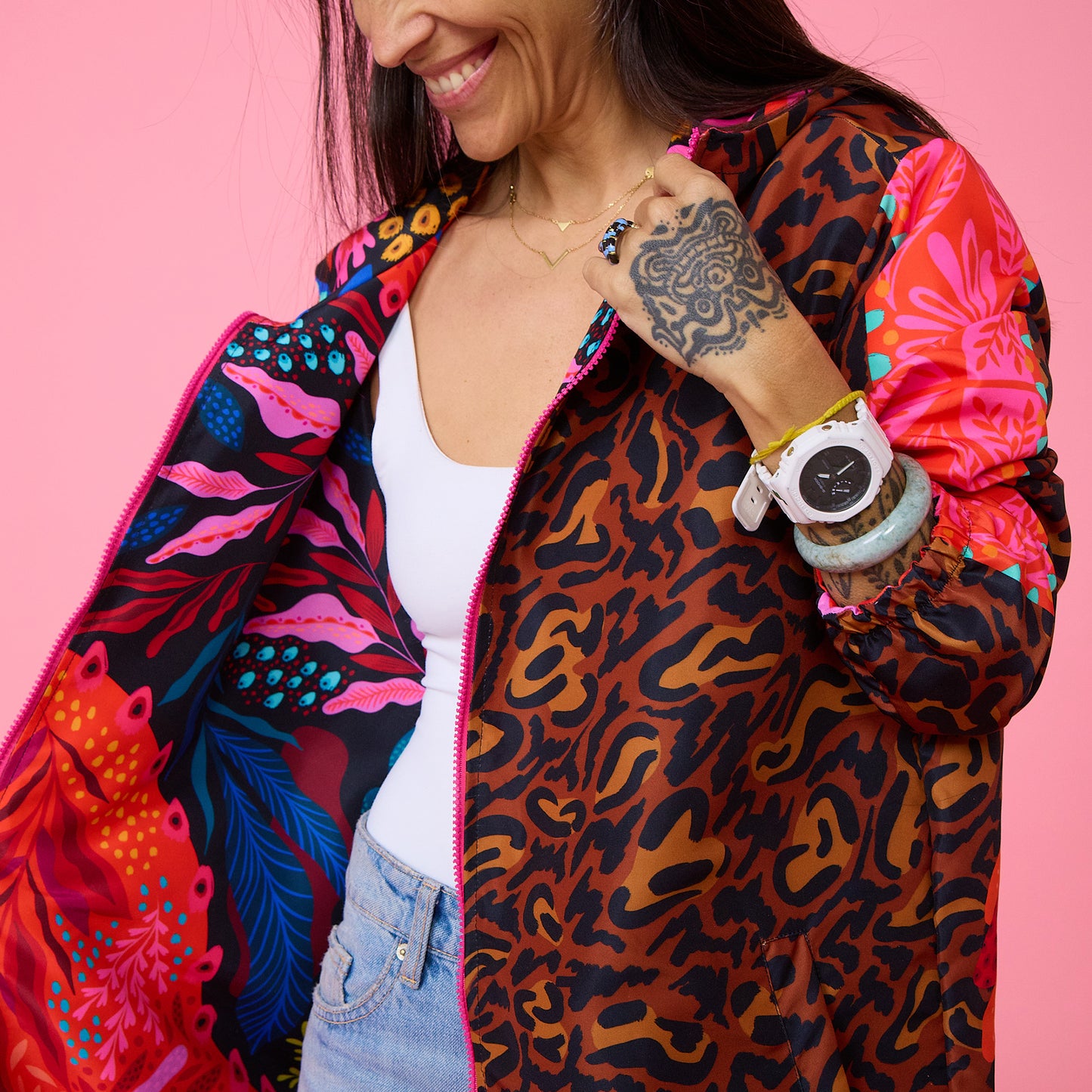 Cortavientos Reversible Animal Print