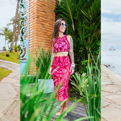 Falda Tubo Flor Rosa