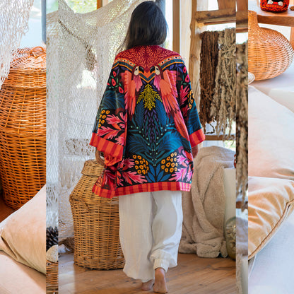 Kimono Terciopelo Primavera Papagayo