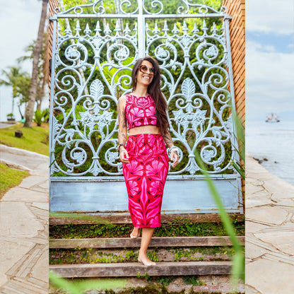 Falda Tubo Flor Rosa