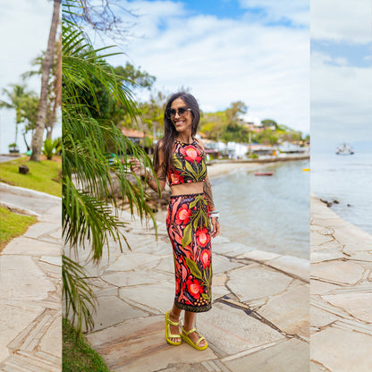 Falda Tubo Flor Negra