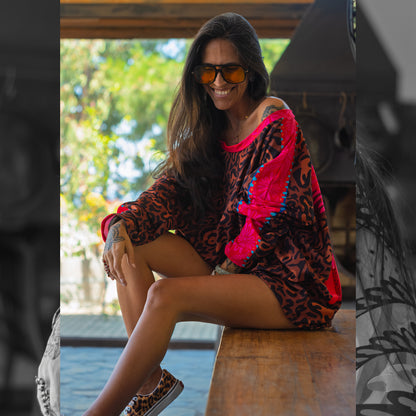 Poleron Cuello Ancho Animal Print