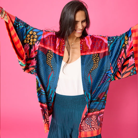 Kimono Terciopelo Primavera Papagayo