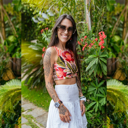 Top Halter Flor Blanca