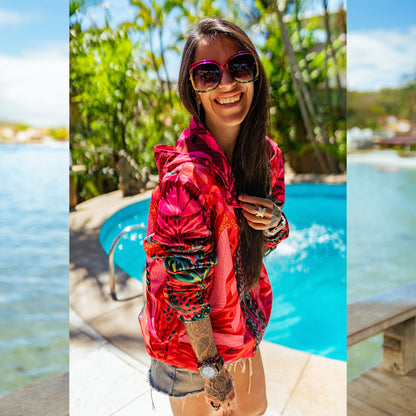 Cortavientos Reversible Flor Rosa