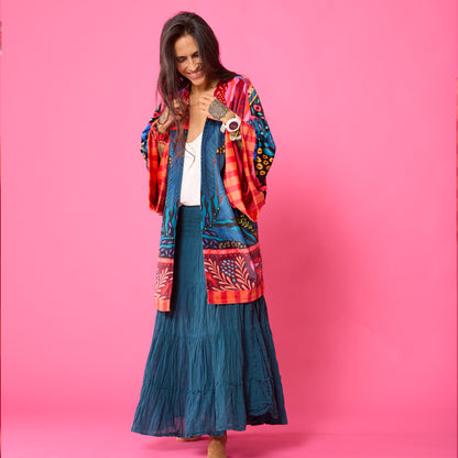 Kimono Terciopelo Primavera Papagayo