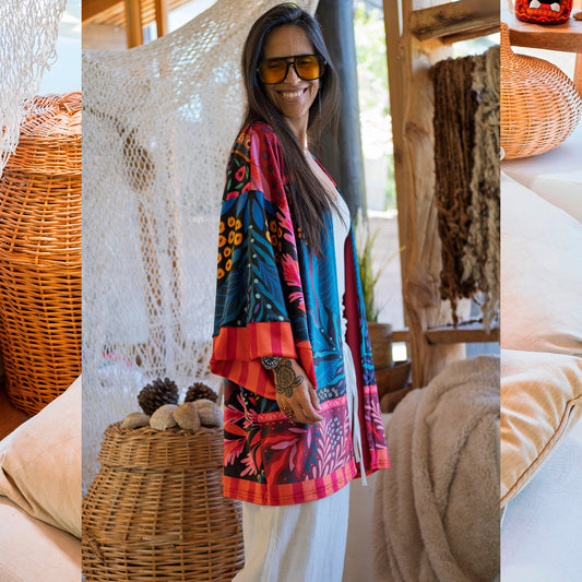 Kimono Terciopelo Primavera Papagayo