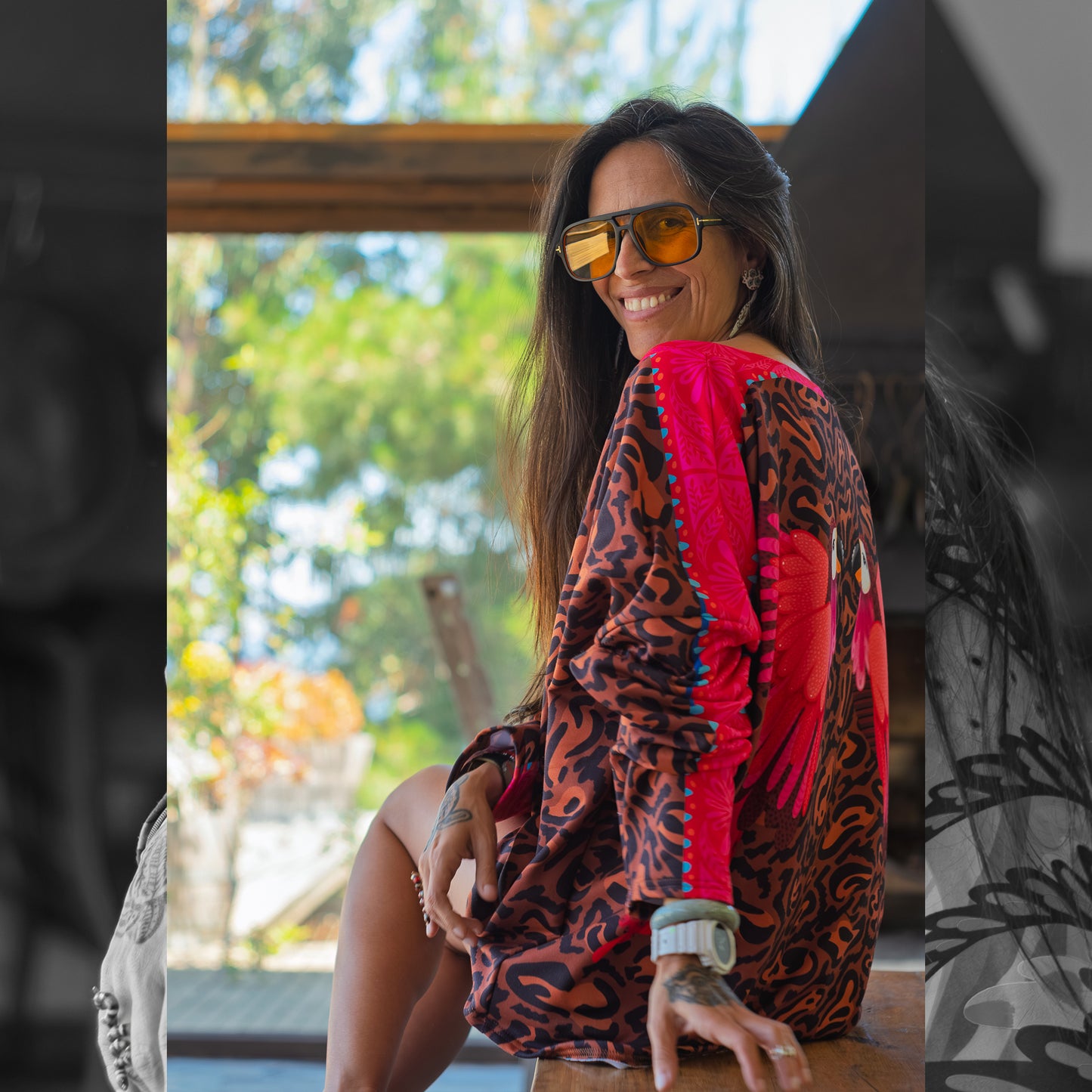 Poleron Cuello Ancho Animal Print