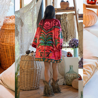 Kimono Terciopelo Primavera Palmera
