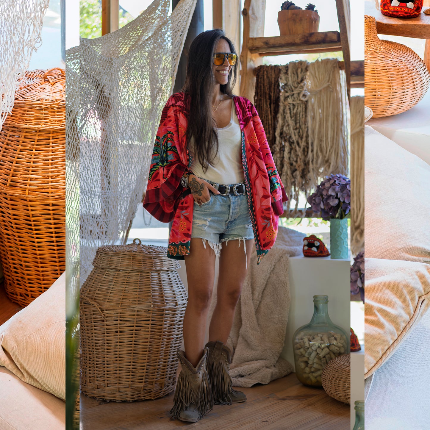 Kimono Terciopelo Primavera Palmera