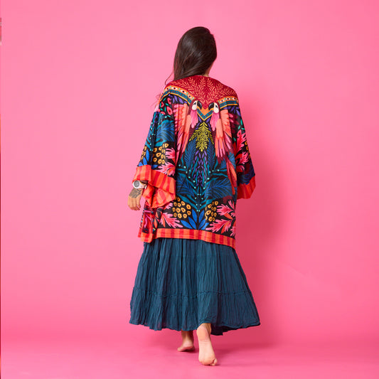 Kimono Terciopelo Primavera Papagayo