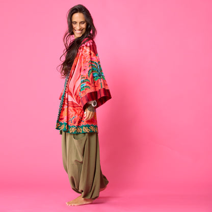 Kimono Terciopelo Primavera Palmera
