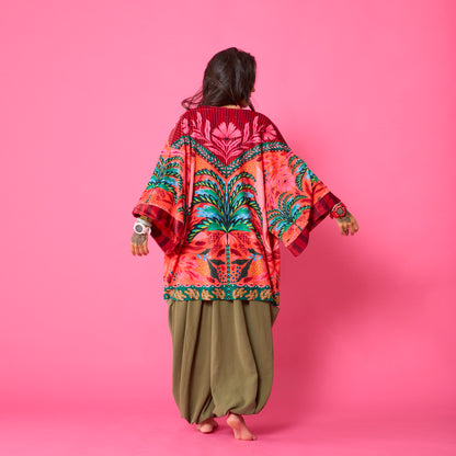 Kimono Terciopelo Primavera Palmera