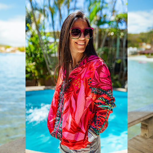 Cortavientos Reversible Flor Rosa