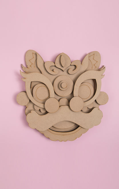 León Figura Madera 3D