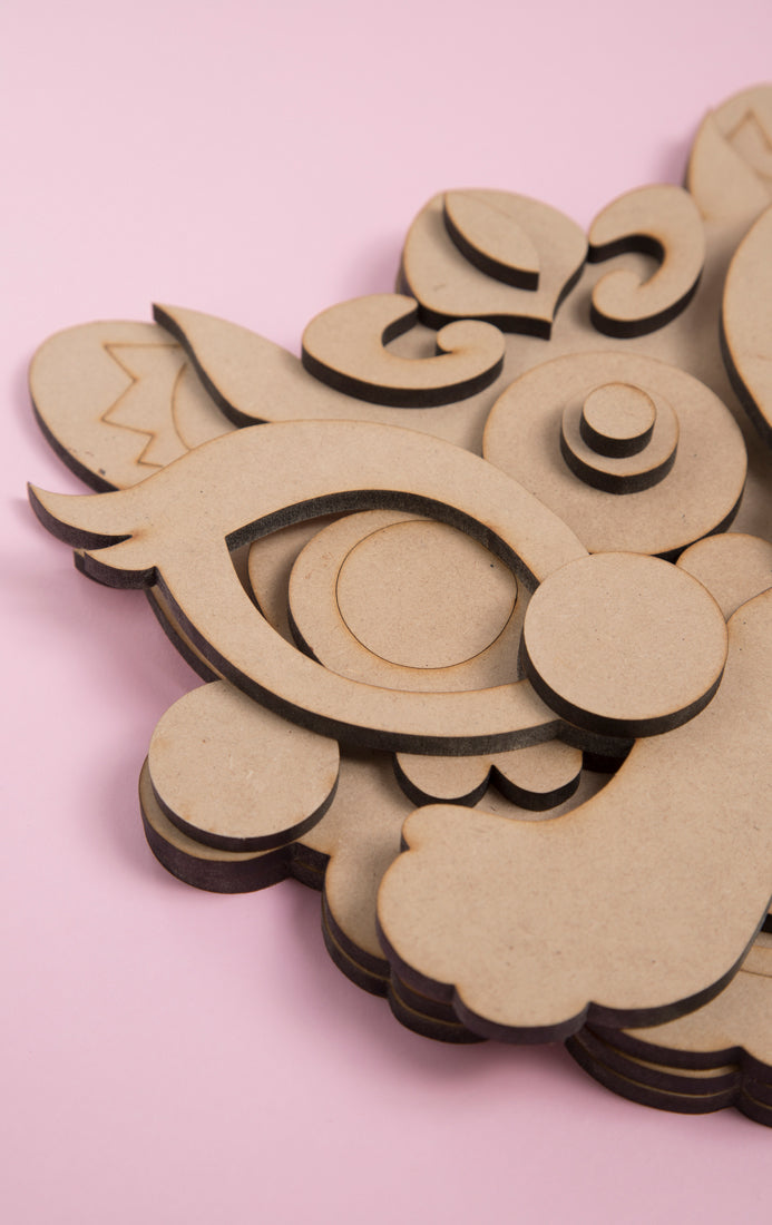 León Figura Madera 3D
