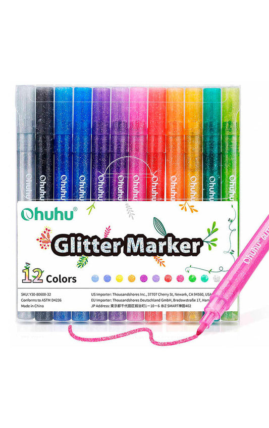 Set 12 Marcadores Glitter Marker