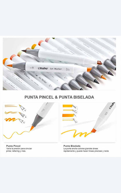 Set 24 Marcadores al Alcohol Doble Punta
