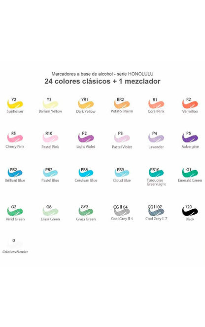 Set 24 Marcadores al Alcohol Doble Punta